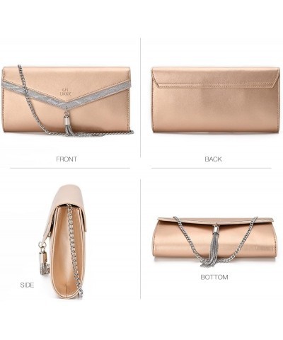 Clutch Purse for Women, Envelope Evening Clutch Handbag, Crossbody Foldover PU Leather Shoulder Bag Gold $11.20 Evening Bags