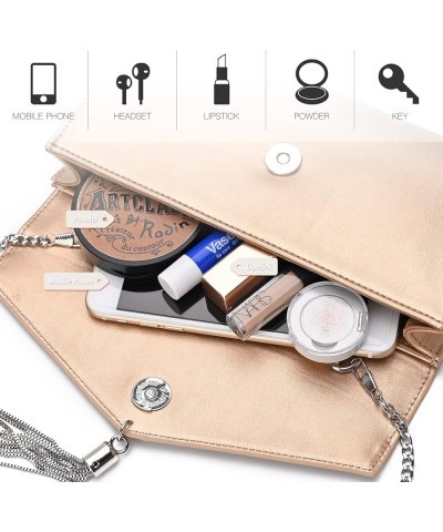 Clutch Purse for Women, Envelope Evening Clutch Handbag, Crossbody Foldover PU Leather Shoulder Bag Gold $11.20 Evening Bags