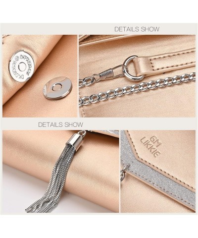 Clutch Purse for Women, Envelope Evening Clutch Handbag, Crossbody Foldover PU Leather Shoulder Bag Gold $11.20 Evening Bags