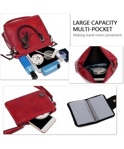 Women Handbag 4 Pcs Top-Handle Bag Shoulder Bags Clutch Red $24.95 Clutches