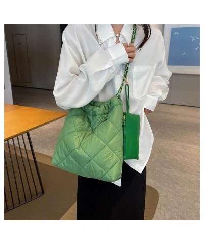 Women Tote Bag Large Capacity Nylon Clutch Bag Fashionalbe Crossbody Bag Embroidery Thread Simple Female Handbag for Green $8...