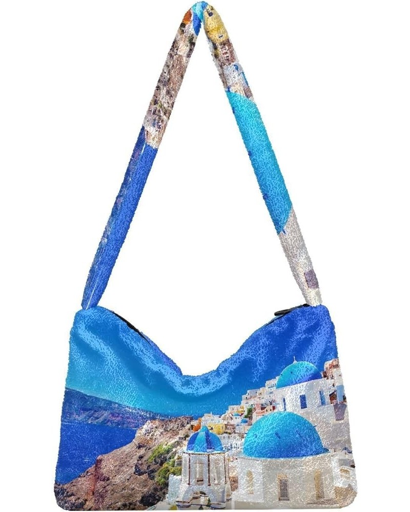 Tropical Pineapples Palm Leave Women's Bag, Comfy Shoulder Bag, Shoulder Handbag Women Iya Town Santorini Greece $14.74 Totes