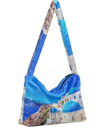 Tropical Pineapples Palm Leave Women's Bag, Comfy Shoulder Bag, Shoulder Handbag Women Iya Town Santorini Greece $14.74 Totes