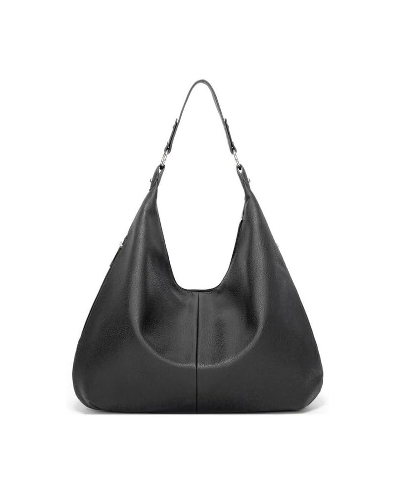 Hobo Bag for Women, Leather Tote Bag, Shoulder Purse Handbag with Zipper Black $17.04 Totes