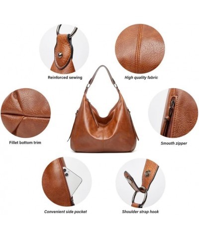 Hobo Bag for Women, Leather Tote Bag, Shoulder Purse Handbag with Zipper Black $17.04 Totes