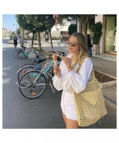 Raffia Tote Bag for Women Summer Beach,Crochet Bags,Hand Knitted Crossbody Bag Camel $40.80 Totes