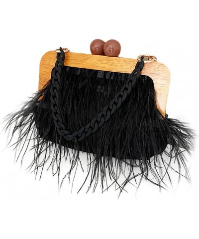 Women Fashion Evening Bag Pleated Tassel Handbag Underarm Bag with Pearl Chain for Party A-black $28.61 Evening Bags