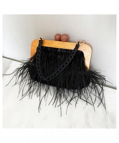 Women Fashion Evening Bag Pleated Tassel Handbag Underarm Bag with Pearl Chain for Party A-black $28.61 Evening Bags