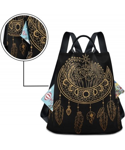 Wolf Dream Catcher Boho Backpack Purse for Women Rucksack Anti Theft Fashion Travel Lightweight Ladies Shoulder Bag Moon Drea...