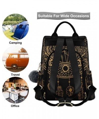 Wolf Dream Catcher Boho Backpack Purse for Women Rucksack Anti Theft Fashion Travel Lightweight Ladies Shoulder Bag Moon Drea...