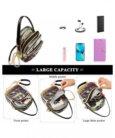 Women Crossbody Sling Bags Old Steam Train Print, Compact Fashion Handbags Purse with Chain Strap Top handle for Evening Part...