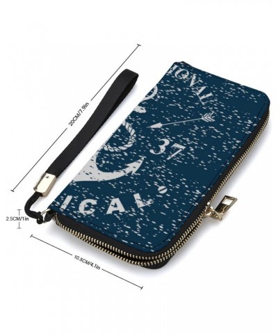 Nautical Mariness Print Leather Wallet Vertical Long Wallet for Men With Credit Card Holder Zip Coin Pocket $20.43 Wallets