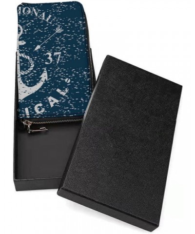 Nautical Mariness Print Leather Wallet Vertical Long Wallet for Men With Credit Card Holder Zip Coin Pocket $20.43 Wallets