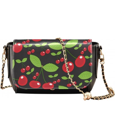 Cherry Women's Crossbody Bag, Fashionable Flap Shoulder Chain Bag with Adjustable Shoulder Strap $22.79 Crossbody Bags