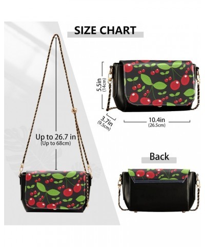 Cherry Women's Crossbody Bag, Fashionable Flap Shoulder Chain Bag with Adjustable Shoulder Strap $22.79 Crossbody Bags