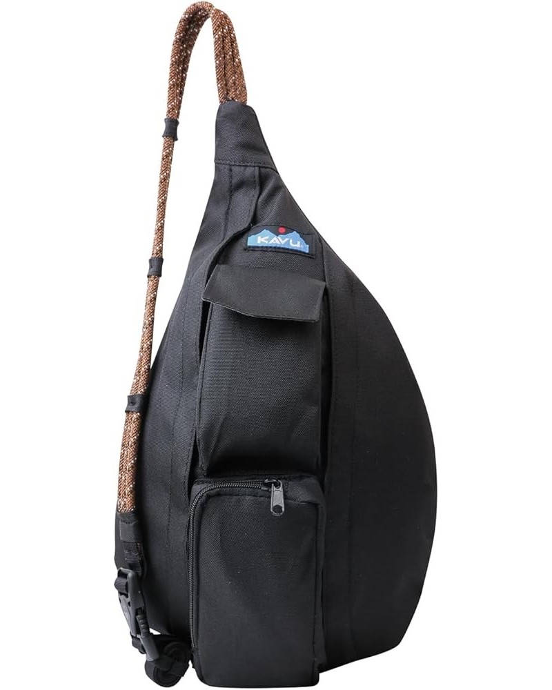 Mini Rope Sling Pack with Adjustable Rope Shoulder Strap Jet Black $23.95 Crossbody Bags