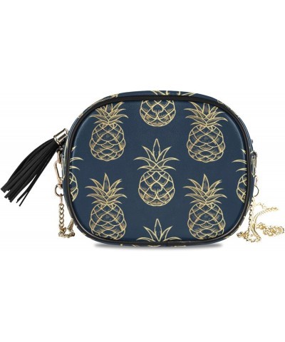 Crossbody Purse Small Crossbody Bags Shoulder Handbags Yellow Line Pineapple for Women $11.00 Shoulder Bags