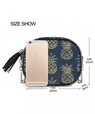 Crossbody Purse Small Crossbody Bags Shoulder Handbags Yellow Line Pineapple for Women $11.00 Shoulder Bags