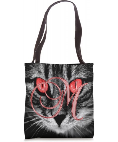 M Red Cat Eye Kitten Kitty Pet Animal Initial Letter Name Tote Bag $9.40 Totes