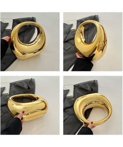 Acrylic Evening Clutch Purse Top-handle Moon Hobo Bag, Elegant Marble Handbag for Wedding Cocktail Party B-Gold B-gold $48.16...