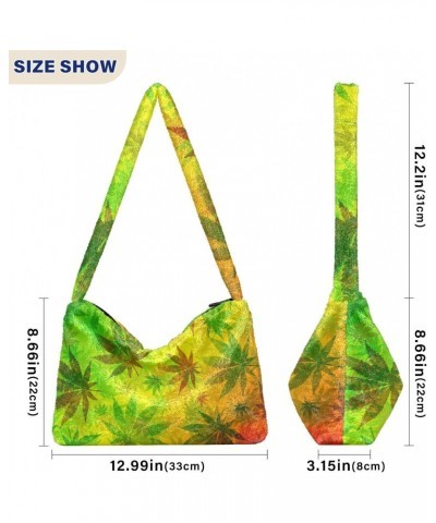 Women Boho Handbag Dream Catcher Cute Watercolor Marijuana Floral Underarm Bag Tote Bag Shoulder Bag Crossbody Bag Fluffy Cel...