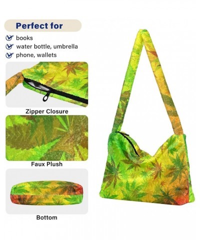 Women Boho Handbag Dream Catcher Cute Watercolor Marijuana Floral Underarm Bag Tote Bag Shoulder Bag Crossbody Bag Fluffy Cel...