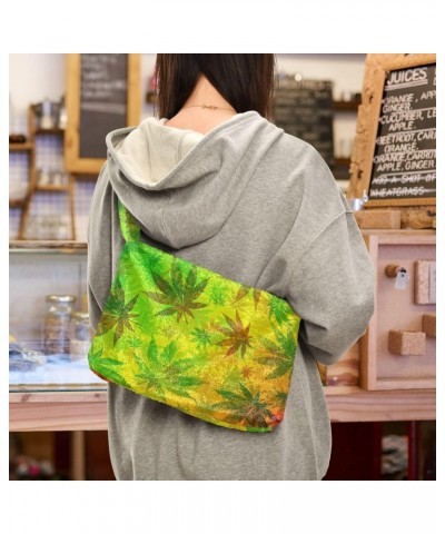 Women Boho Handbag Dream Catcher Cute Watercolor Marijuana Floral Underarm Bag Tote Bag Shoulder Bag Crossbody Bag Fluffy Cel...