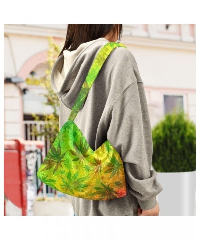 Women Boho Handbag Dream Catcher Cute Watercolor Marijuana Floral Underarm Bag Tote Bag Shoulder Bag Crossbody Bag Fluffy Cel...