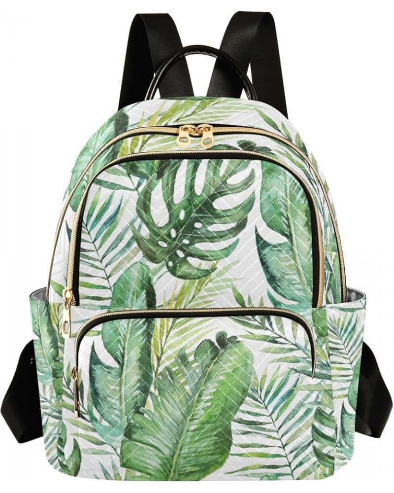 Women Backpack Watercolor Tropical Palm Leaves Anti-Theft Travel Backpack with Luggage Belt Durable Lightweight Handbag Lady ...