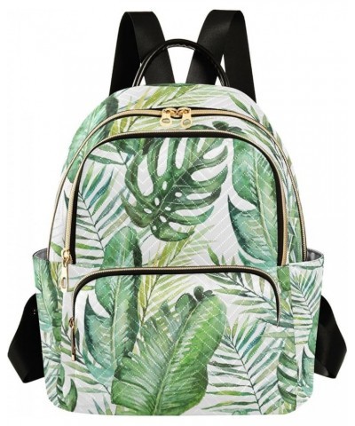 Women Backpack Watercolor Tropical Palm Leaves Anti-Theft Travel Backpack with Luggage Belt Durable Lightweight Handbag Lady ...