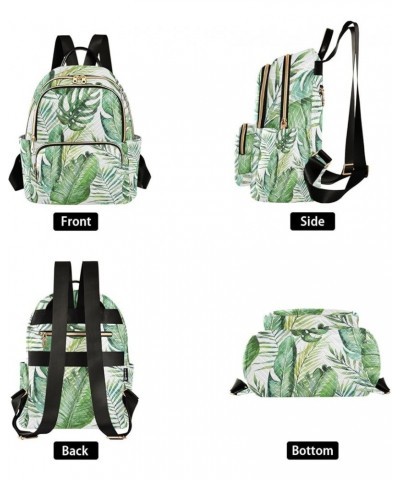 Women Backpack Watercolor Tropical Palm Leaves Anti-Theft Travel Backpack with Luggage Belt Durable Lightweight Handbag Lady ...