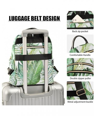 Women Backpack Watercolor Tropical Palm Leaves Anti-Theft Travel Backpack with Luggage Belt Durable Lightweight Handbag Lady ...