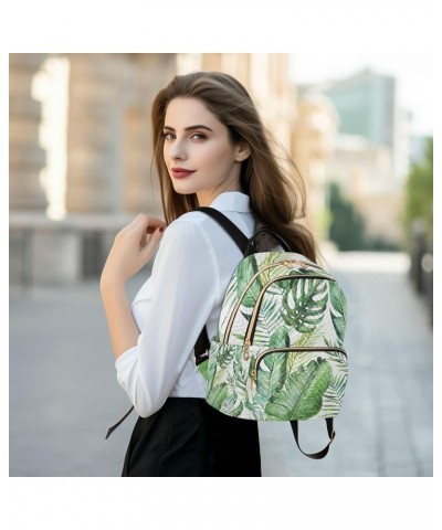 Women Backpack Watercolor Tropical Palm Leaves Anti-Theft Travel Backpack with Luggage Belt Durable Lightweight Handbag Lady ...