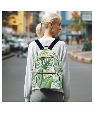 Women Backpack Watercolor Tropical Palm Leaves Anti-Theft Travel Backpack with Luggage Belt Durable Lightweight Handbag Lady ...