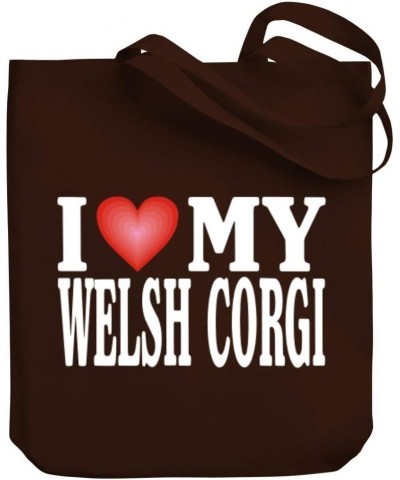 I LOVE Welsh Corgi Canvas Tote Bag 10.5" x 16" x 4 $20.39 Totes