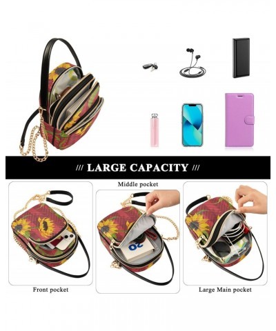 Sunflower Crossbody Bag for Women Cell Phone Purse Wallet with Removable Chain Shoulder Handbag for Travel Work Passport Phon...