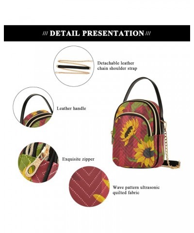 Sunflower Crossbody Bag for Women Cell Phone Purse Wallet with Removable Chain Shoulder Handbag for Travel Work Passport Phon...