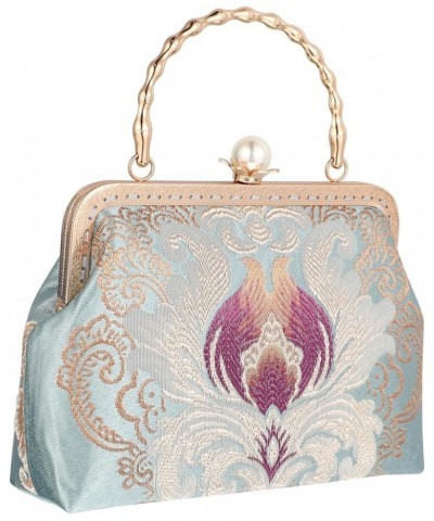 1pc Cheongsam Handmade Bag Vintage Party Wallets brocade handbag messenger bag for women Floral Clasp Blue $12.42 Totes