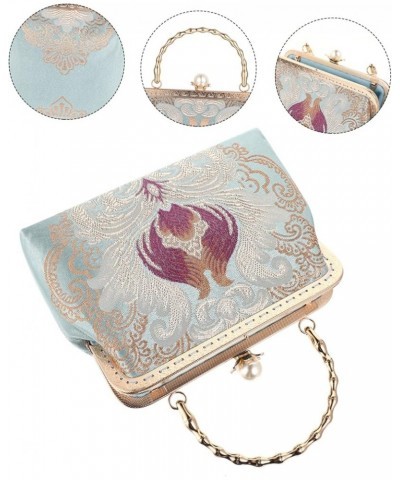 1pc Cheongsam Handmade Bag Vintage Party Wallets brocade handbag messenger bag for women Floral Clasp Blue $12.42 Totes