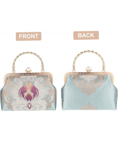 1pc Cheongsam Handmade Bag Vintage Party Wallets brocade handbag messenger bag for women Floral Clasp Blue $12.42 Totes