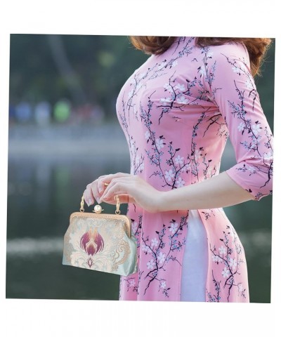 1pc Cheongsam Handmade Bag Vintage Party Wallets brocade handbag messenger bag for women Floral Clasp Blue $12.42 Totes