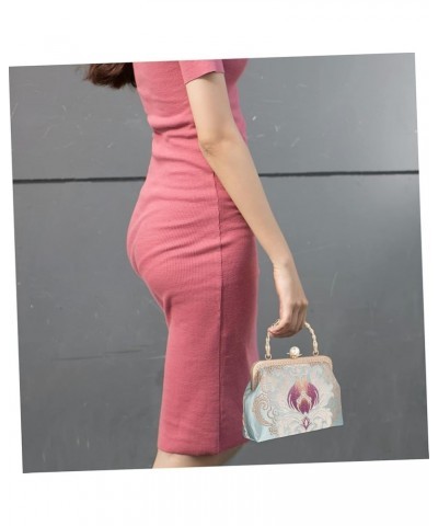 1pc Cheongsam Handmade Bag Vintage Party Wallets brocade handbag messenger bag for women Floral Clasp Blue $12.42 Totes