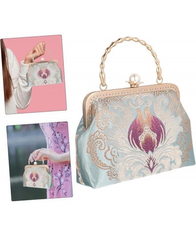 1pc Cheongsam Handmade Bag Vintage Party Wallets brocade handbag messenger bag for women Floral Clasp Blue $12.42 Totes