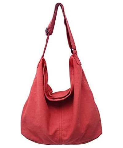 Girls Canvas Hobo Bag Trendy Casual Shoulder Handbags Y2K Crossbody Shopper Tote Bag with Adjustable Strap (Green) Red $18.87...