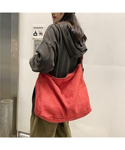 Girls Canvas Hobo Bag Trendy Casual Shoulder Handbags Y2K Crossbody Shopper Tote Bag with Adjustable Strap (Green) Red $18.87...