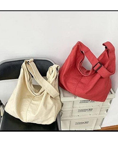 Girls Canvas Hobo Bag Trendy Casual Shoulder Handbags Y2K Crossbody Shopper Tote Bag with Adjustable Strap (Green) Red $18.87...