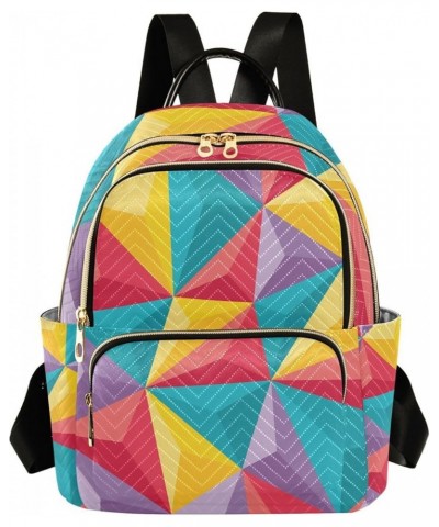 Mini Backpack Colorful Geometric Shapes Fashion Backpack Purse for Women,Handbag Shoulder Bag Casual Daypack, Ladies Gift for...