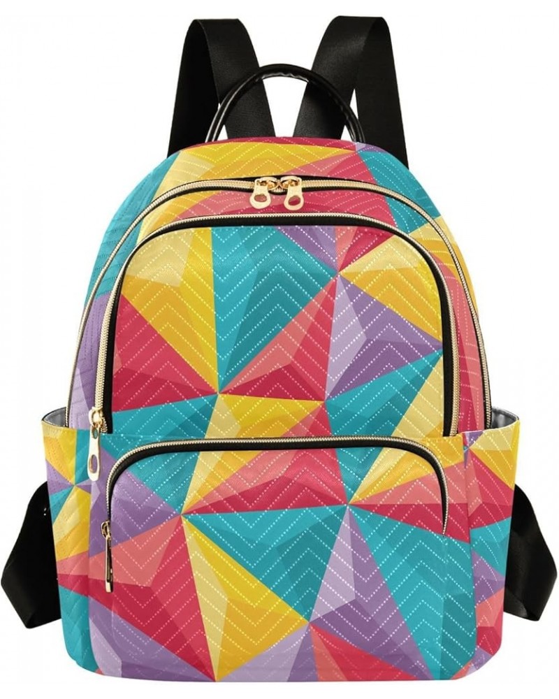 Mini Backpack Colorful Geometric Shapes Fashion Backpack Purse for Women,Handbag Shoulder Bag Casual Daypack, Ladies Gift for...