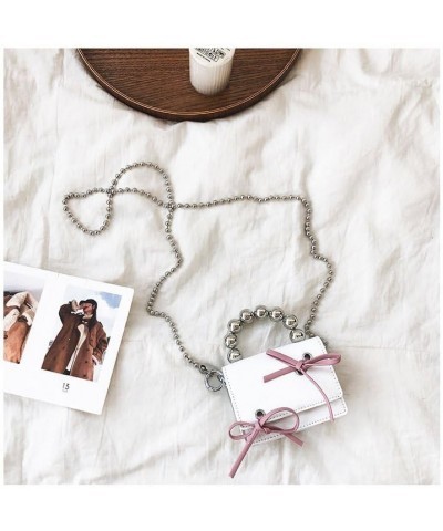 Niche design Bag Bow Mini chain Cute and sweet handbag Shoulder bag Crossbody bag for men and women White $14.55 Crossbody Bags