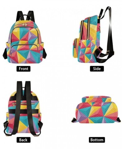 Mini Backpack Colorful Geometric Shapes Fashion Backpack Purse for Women,Handbag Shoulder Bag Casual Daypack, Ladies Gift for...